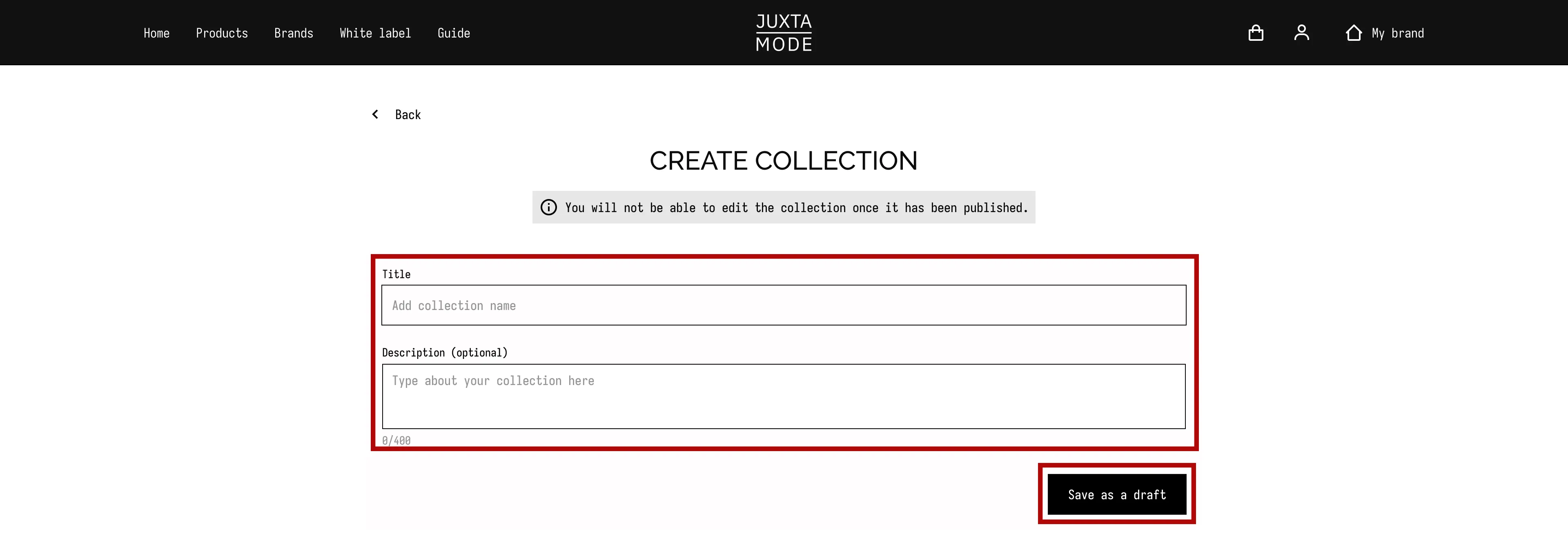 Create Collection Initial Page