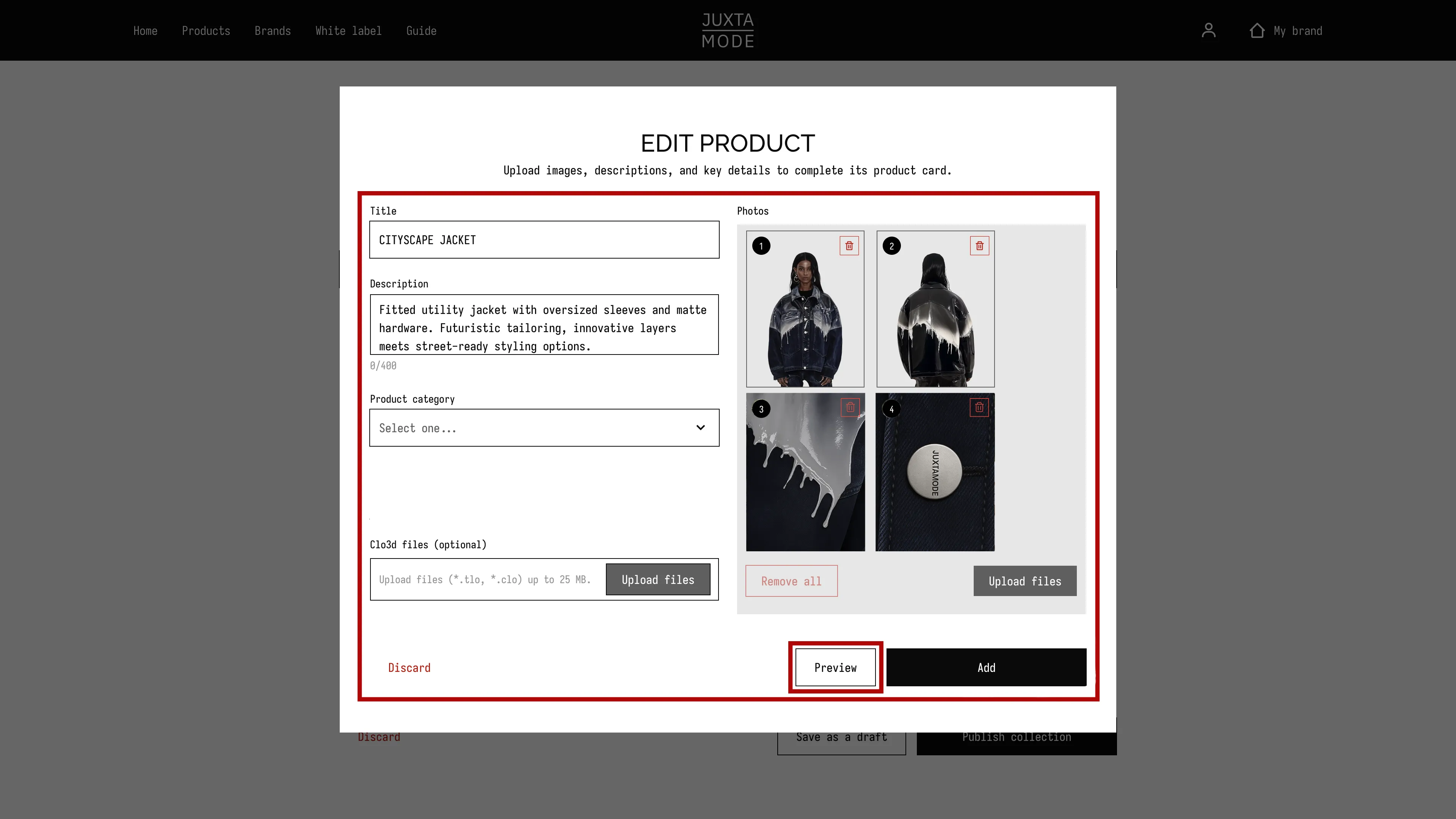 Edit Product Opened